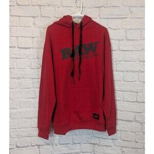RAW Natural Rolling Papers Logo Bright Red High‎ Hoodie Unisex Medium NEW